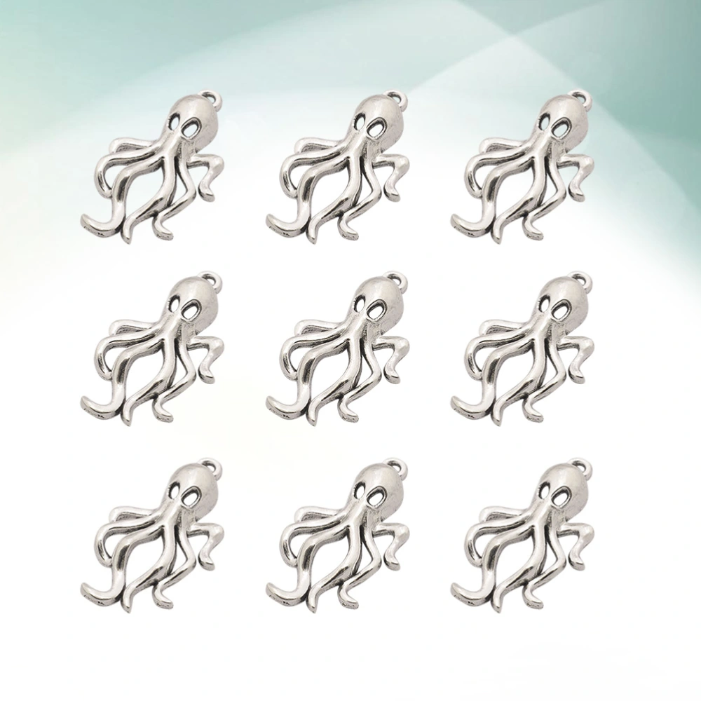 50pcs Octopus Car Pendant Charms DIY Jewelry Making Accessories for Necklace Bracelet (Silver)