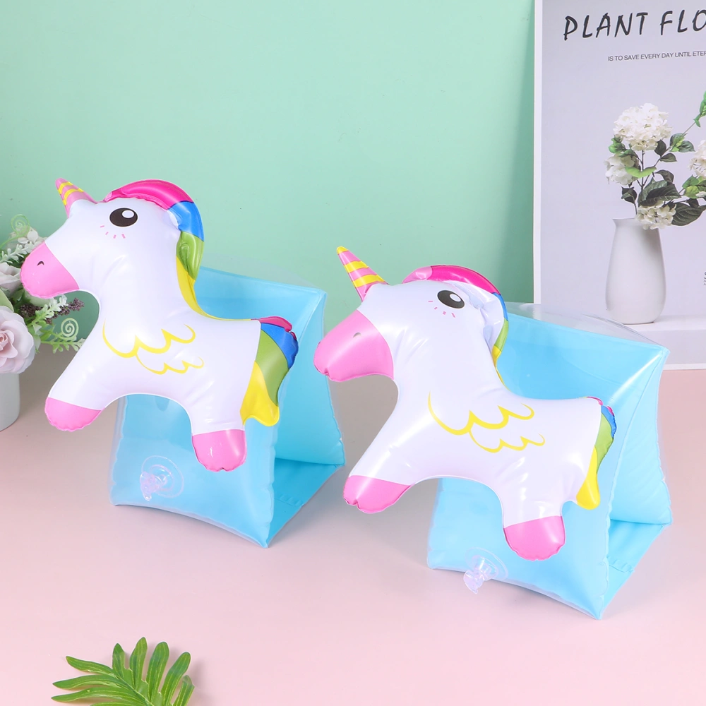 1 Pair Cartoon Unicorn Swim Rollup Floats Tube Water Wings Inflatable Arm Bands Floatation Sleeves for Kids Children Pool Indoor Outdoor