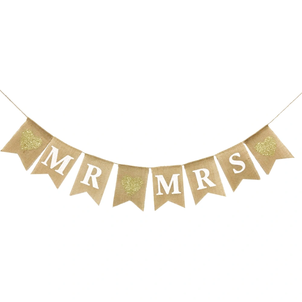 MR MRS Letters Bunting Banner Swallowtail Pull Flag Party Supplies for Wedding Party Decoration Bunting Love Glitter Pink Swallowtail Flag