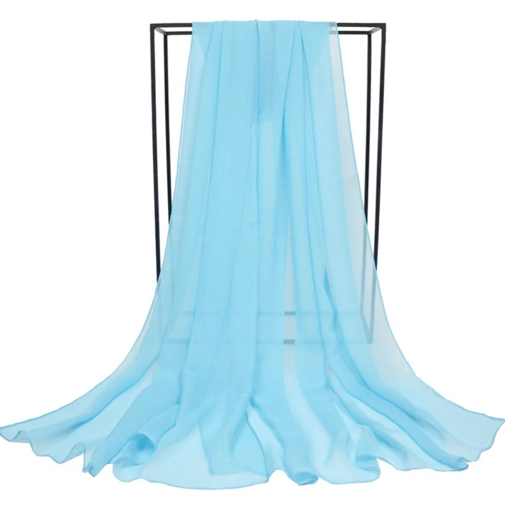 Solid Color Scarf Sunscreen Dancing Scarves Sun Block Cape Women Shawl Dual Scarf Sky-Blue (180x70cm)