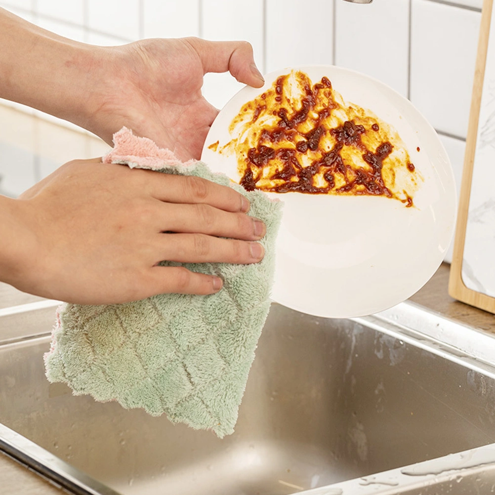 10pcs Kitchen Duster Cloth Coral Fleece Duster Cloth Double Sided Water Absorption Cleaning Towel