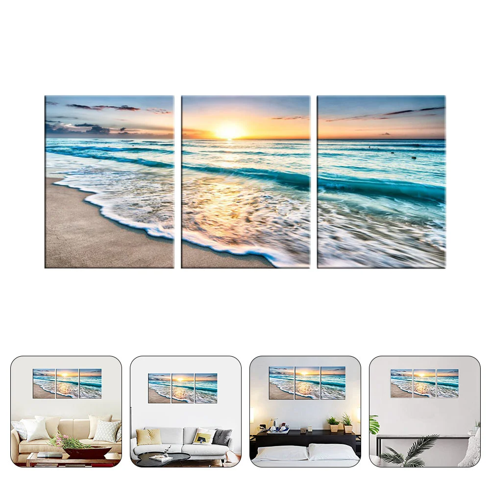 3Pcs Decorative Hanging Painting Landscape Painting Wall Decorations Canvas Painting Decor