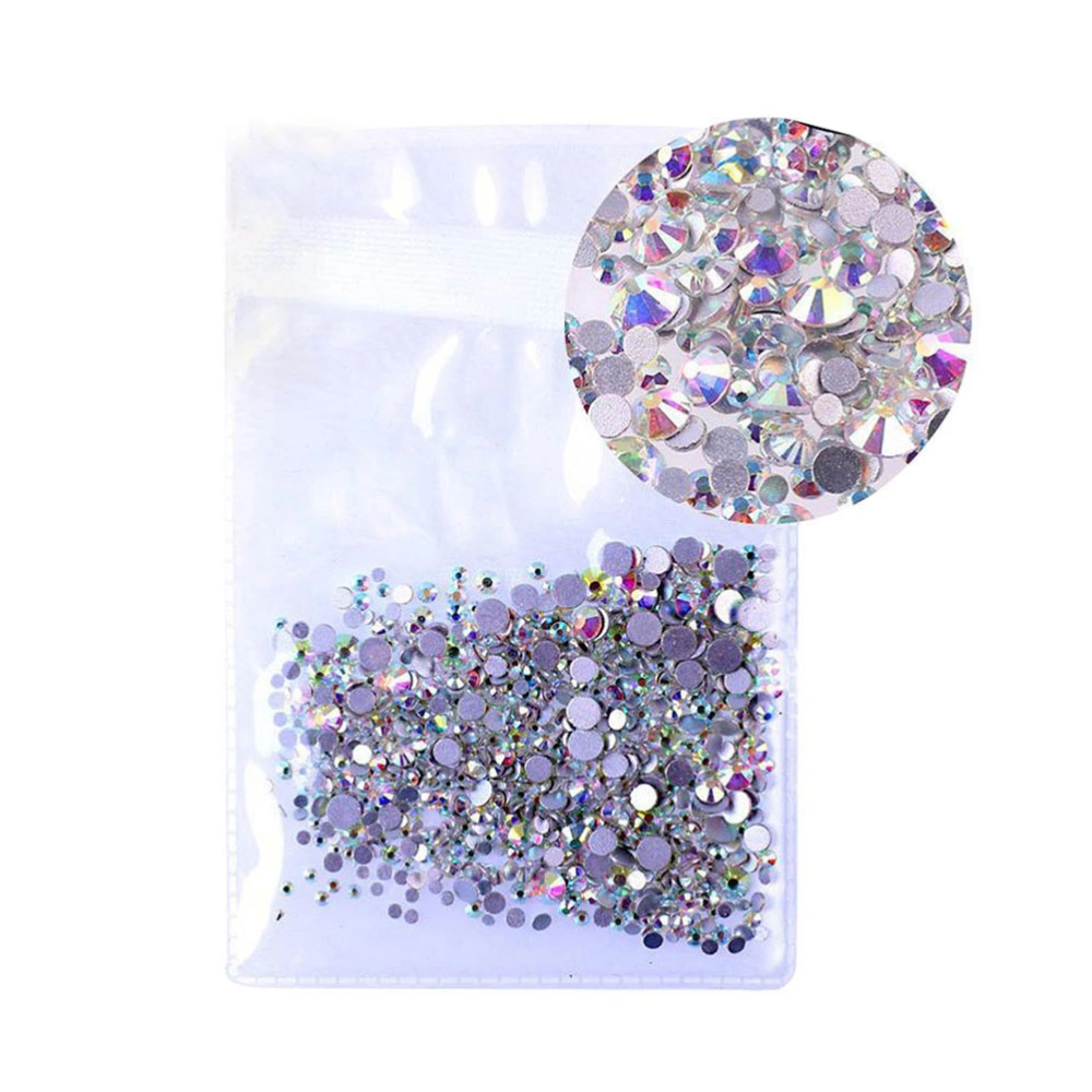 1440pcs 2.8mm Crystal AB Round Nail Art Rhinestones Mixed Flat Backs 3D Nail Decorations SS10AB