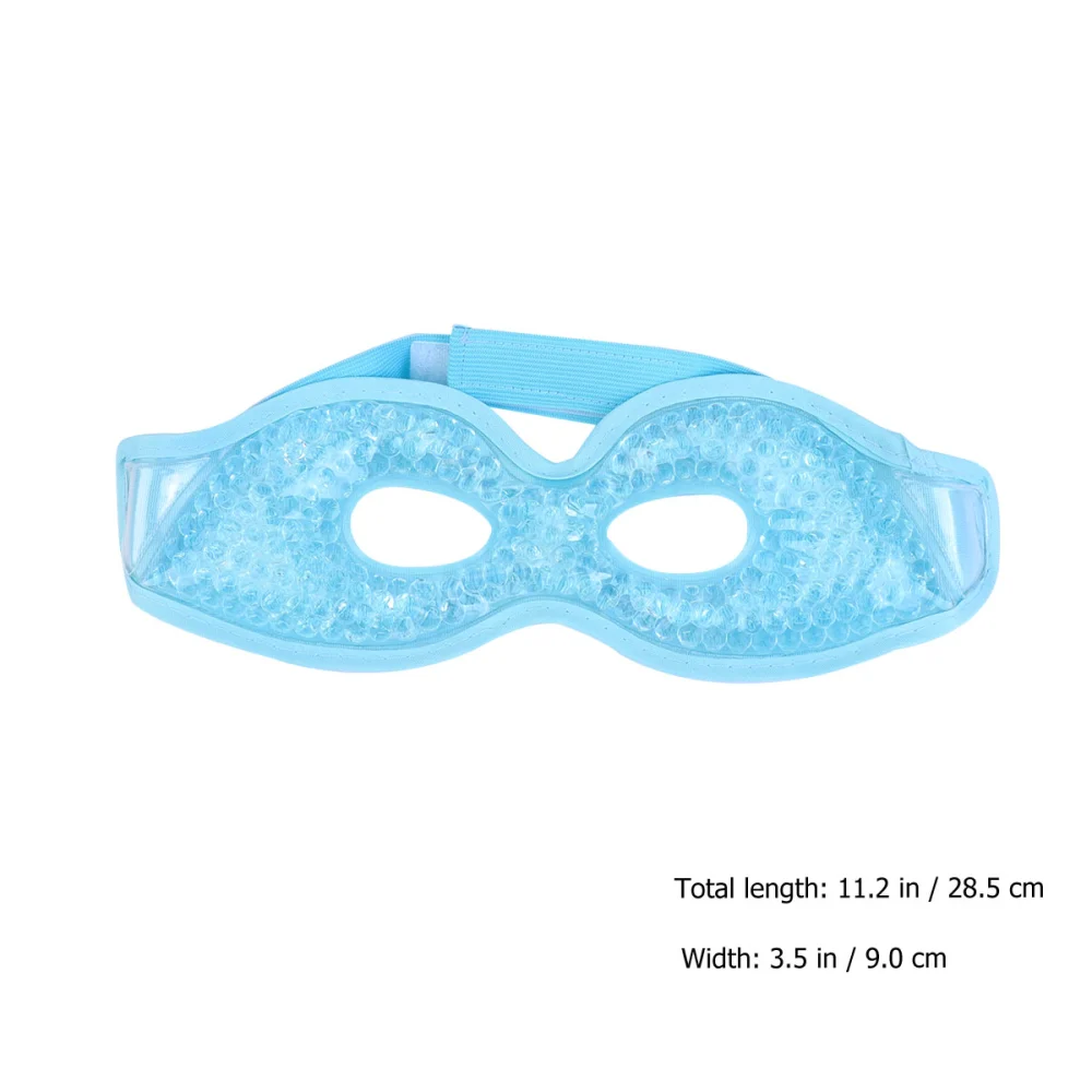 PVC Double-sided Gel Eye Mask Blindfold Style Hot Cold Compress Eye Therapy Reusable Plush Hook and Loop Eye Care Mask (Blue)