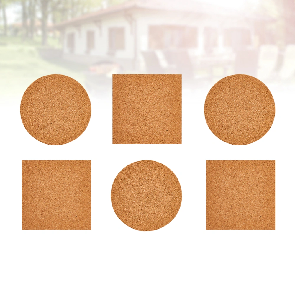 12pcs Cork Cup Mat Round Coasters Anti-vibration Skid Resistance Heat Insulation Cork Coaster (Round Square 6 Each)