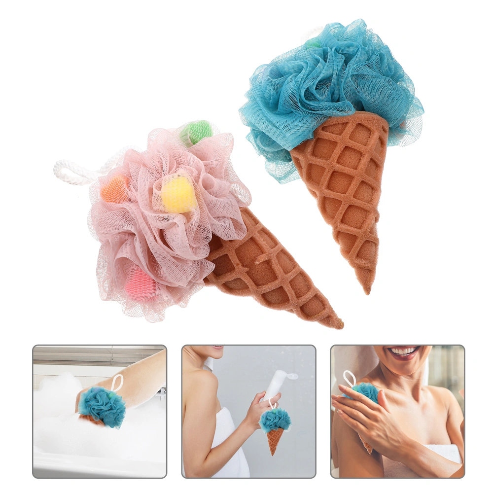 2Pcs Household Loofah Sponges Adorable Shower Sponges Portable Shower Loofahs Home Accessory