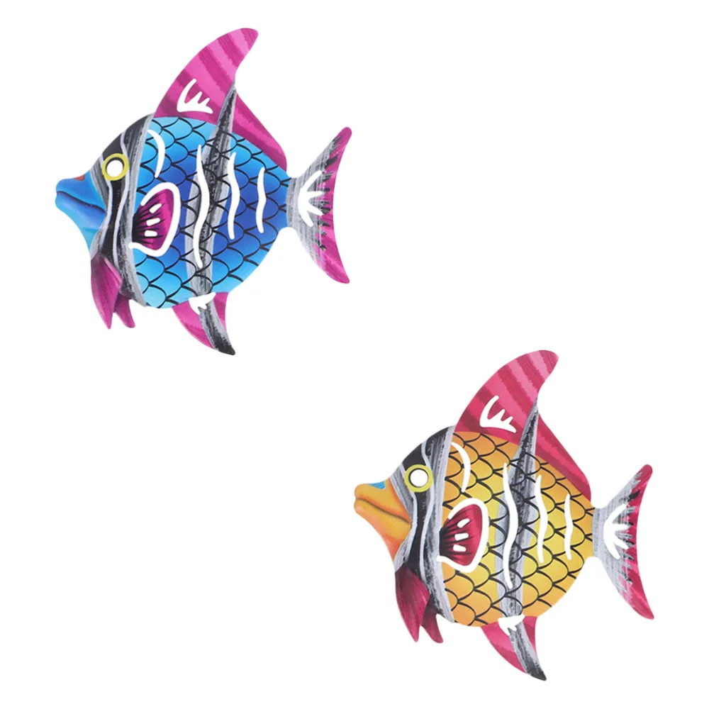 2pcs Iron Fish Pendant Wall Art Decor Wall Hanging Decoration Home Ornament