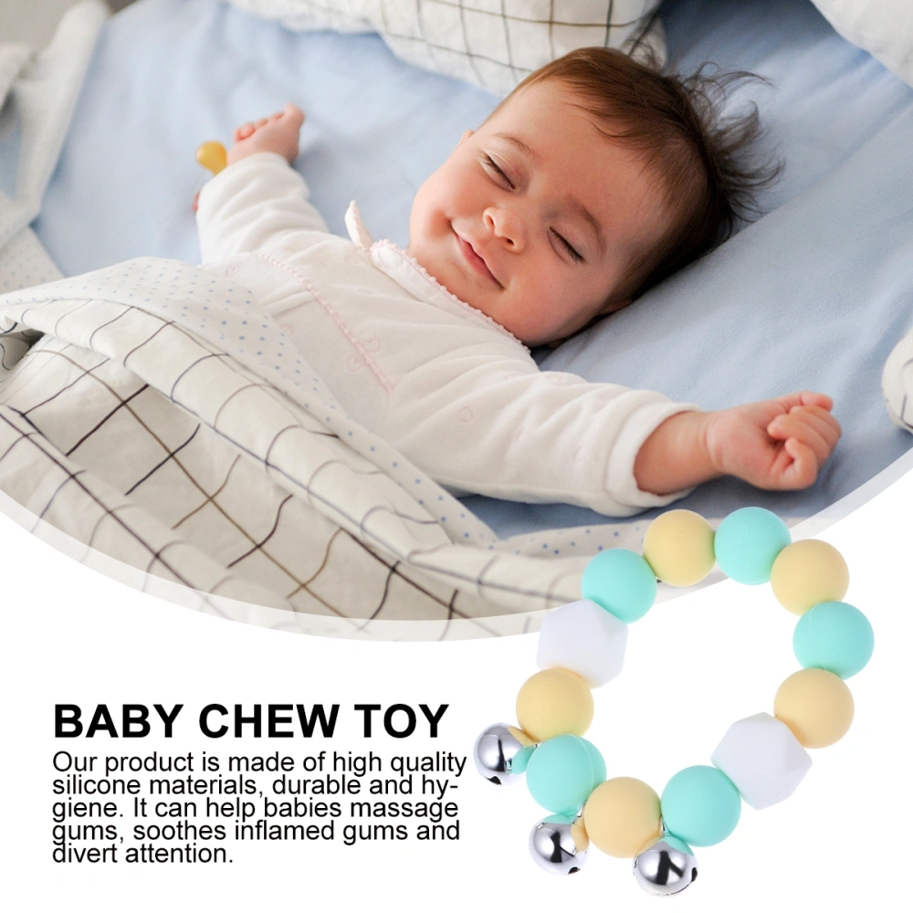 1pc Baby Teether Bracelet Kids Silicone Beaded Hanging Hand Chain with Bell