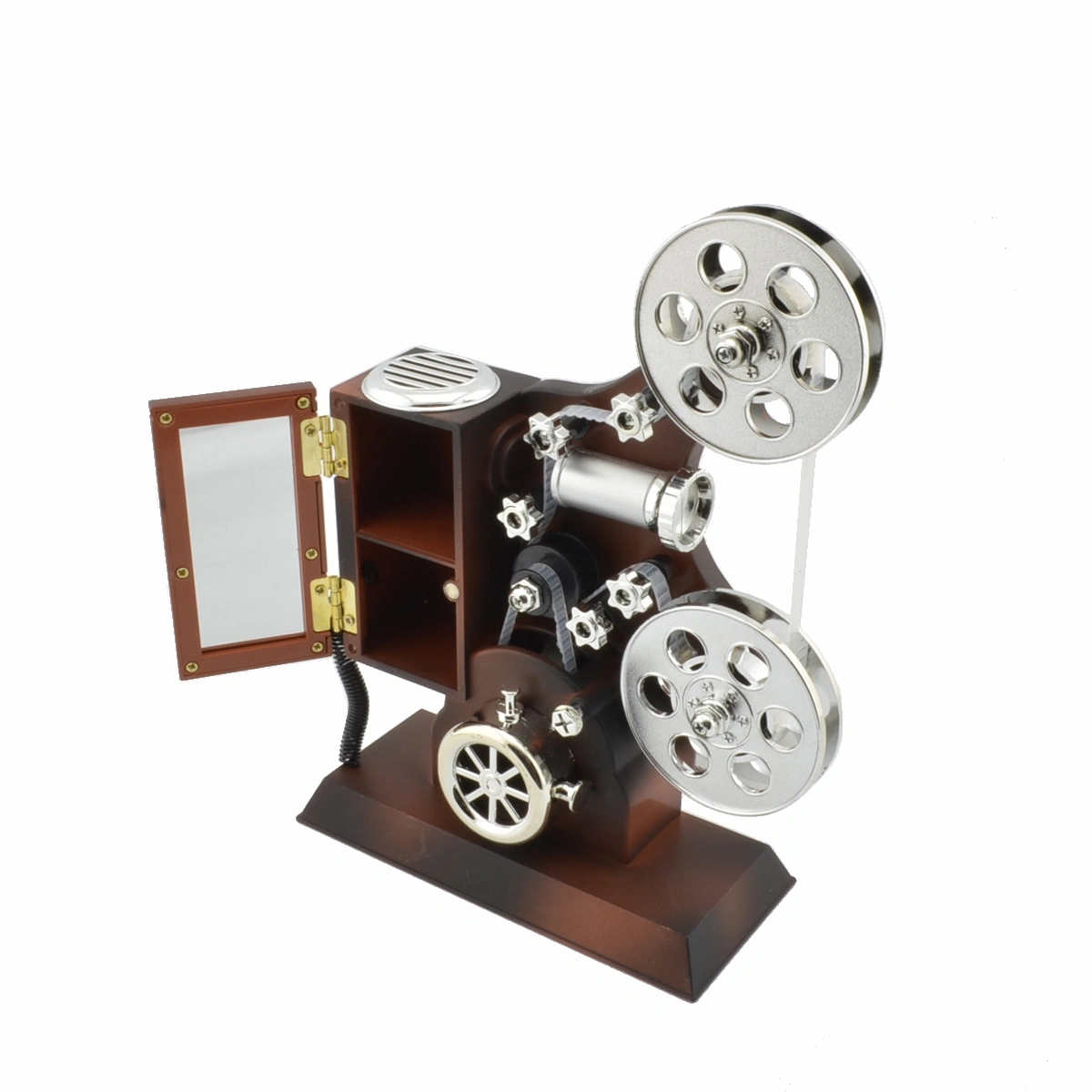Multifunction Retro Film Projector Style Music Box with Cabinet and Mirror