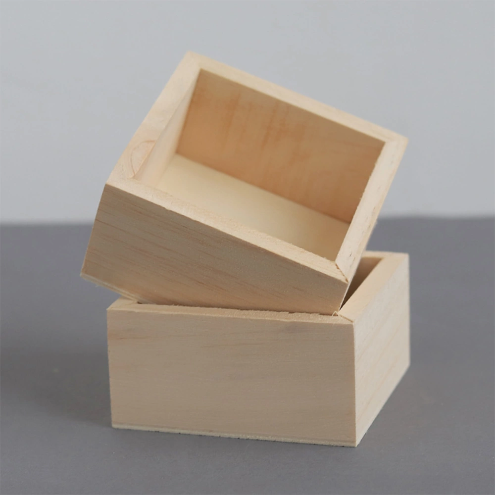 4PCS Wooden Multifunctional Storage Box Square Desktop Storage Container for Home Living Room Bedroom