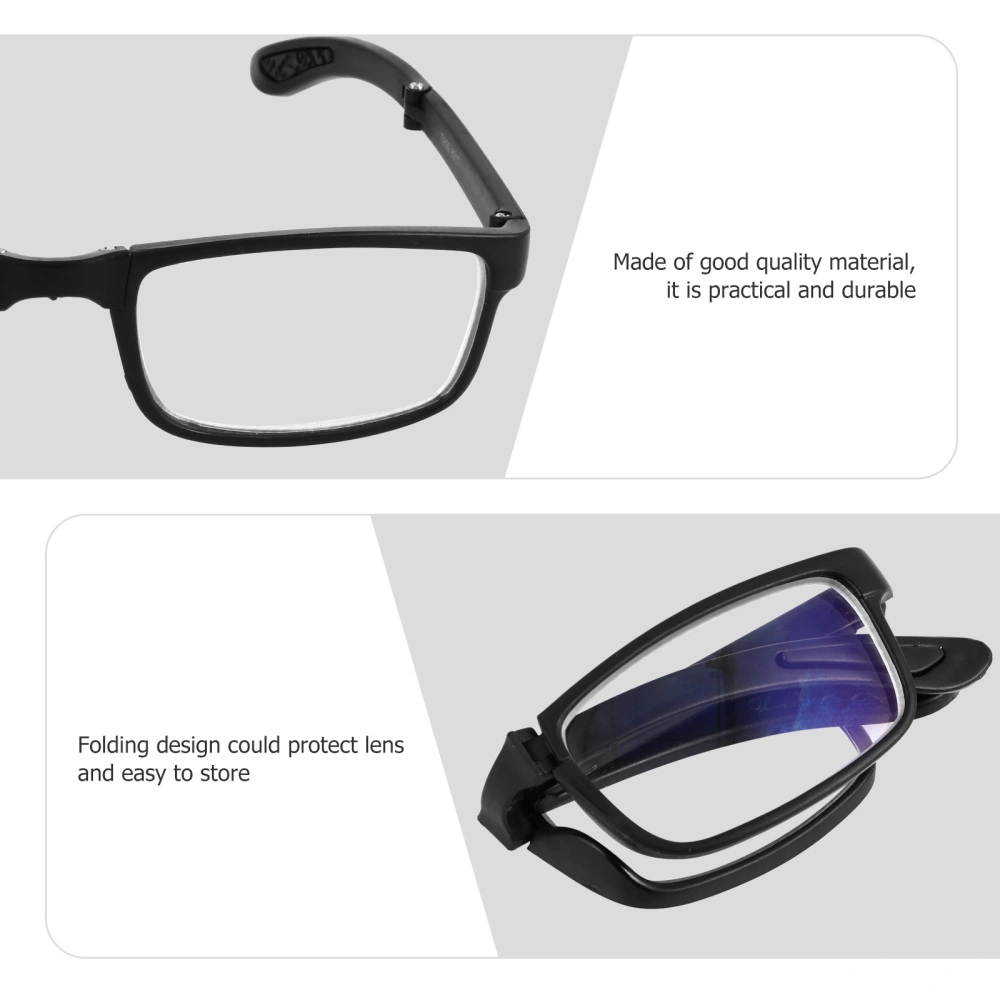 Portable Folding Reading Glasses Unisex Fashion Myopia Glasses with Case (Black)