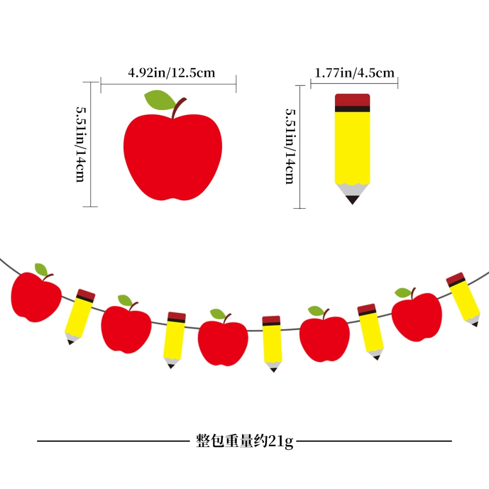 1 Set of Apples and Pencil Back to School Banner Apples Pencil Garland Classroom Decoration