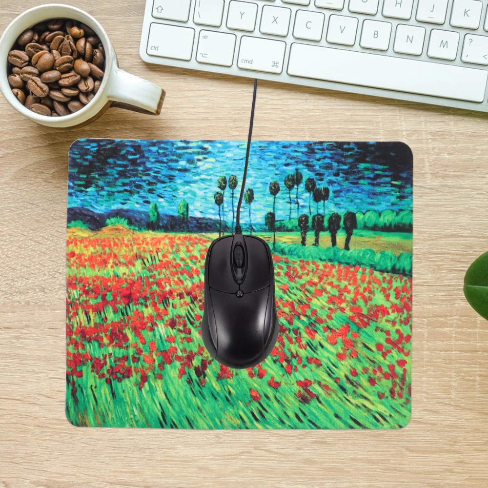 2pcs Oil Painting Pattern Mouse Pads Anti-slip Computer Mouse Decorative Pats