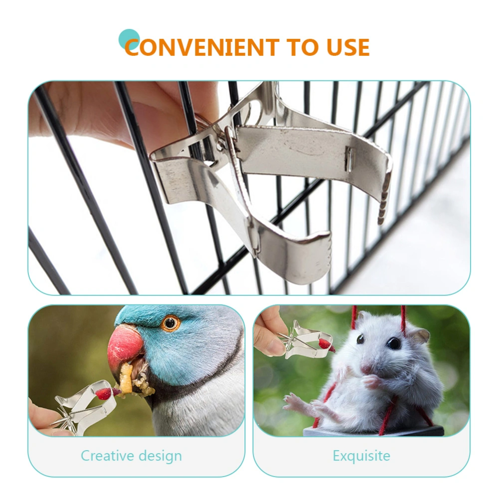 6pcs Bird Food Clips Stainless Steel Cage Clips Vegetable Clips Fruit Clips