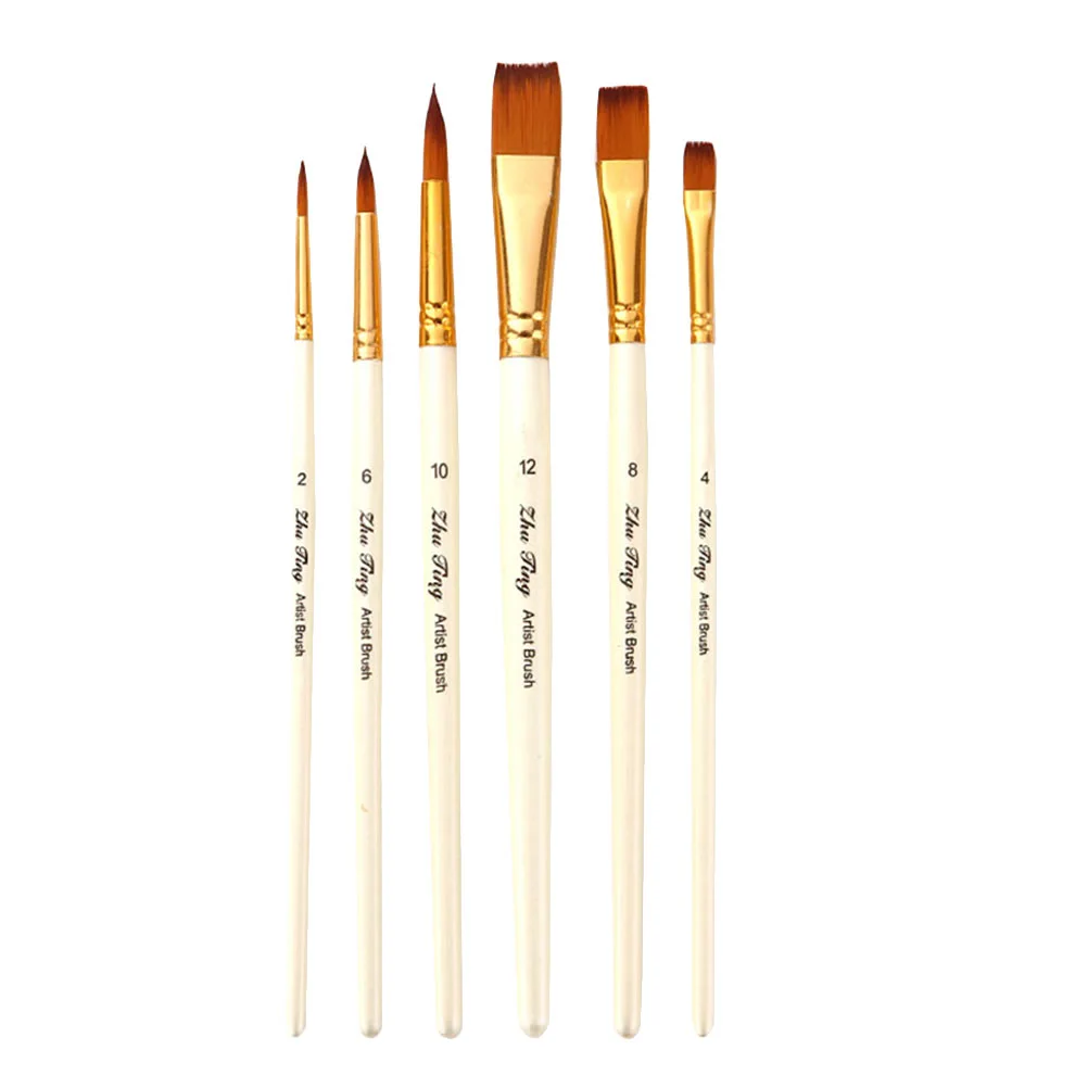 6pcs Paint Brushes Set Professional Nylon Brush Drawing Painting Art Supplies