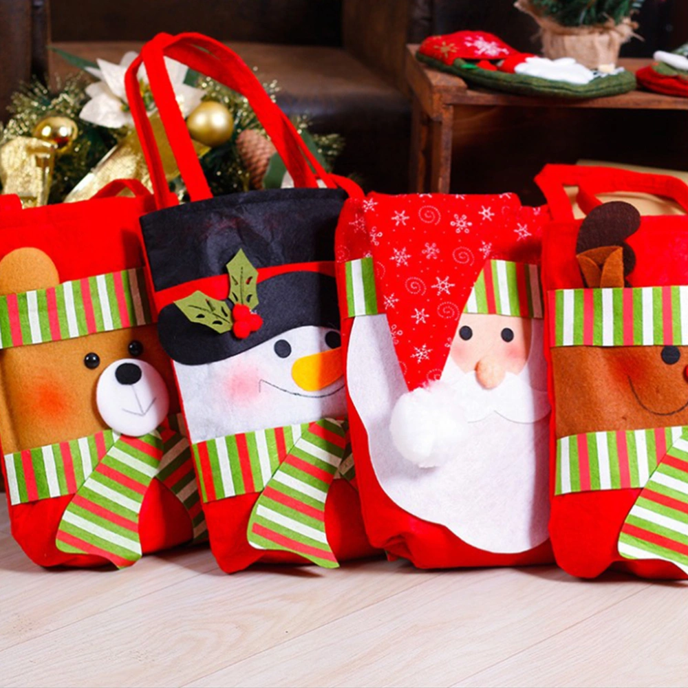 1Pc Cartoon Christmas Portable Candy Bags Thicken Non-woven Fabric Handbag Candies Gift Bag Home Party Decorations (Random Pattern)