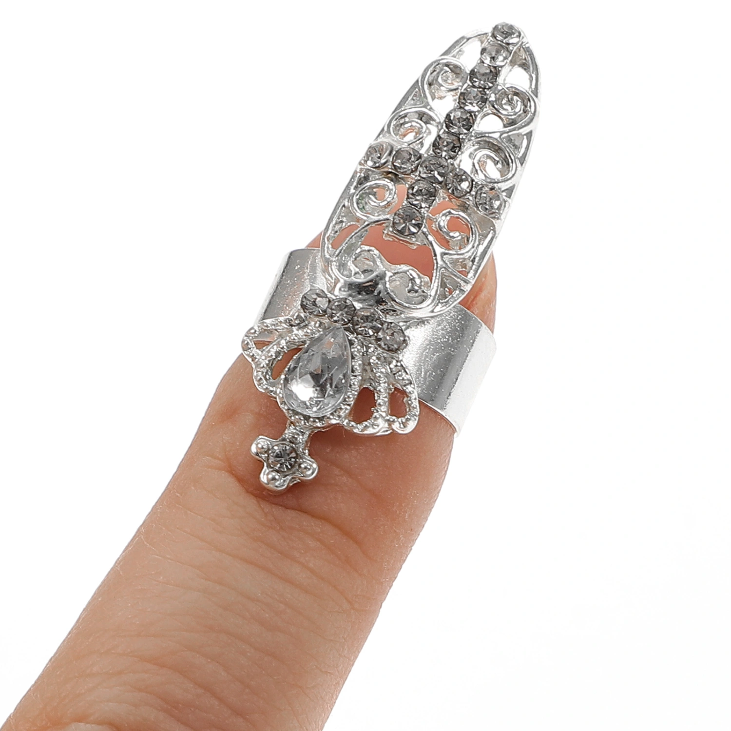 3Pcs Rhinestone Crown Fingernail Ring Hand Joint Ring Fashion Finger Jewelry