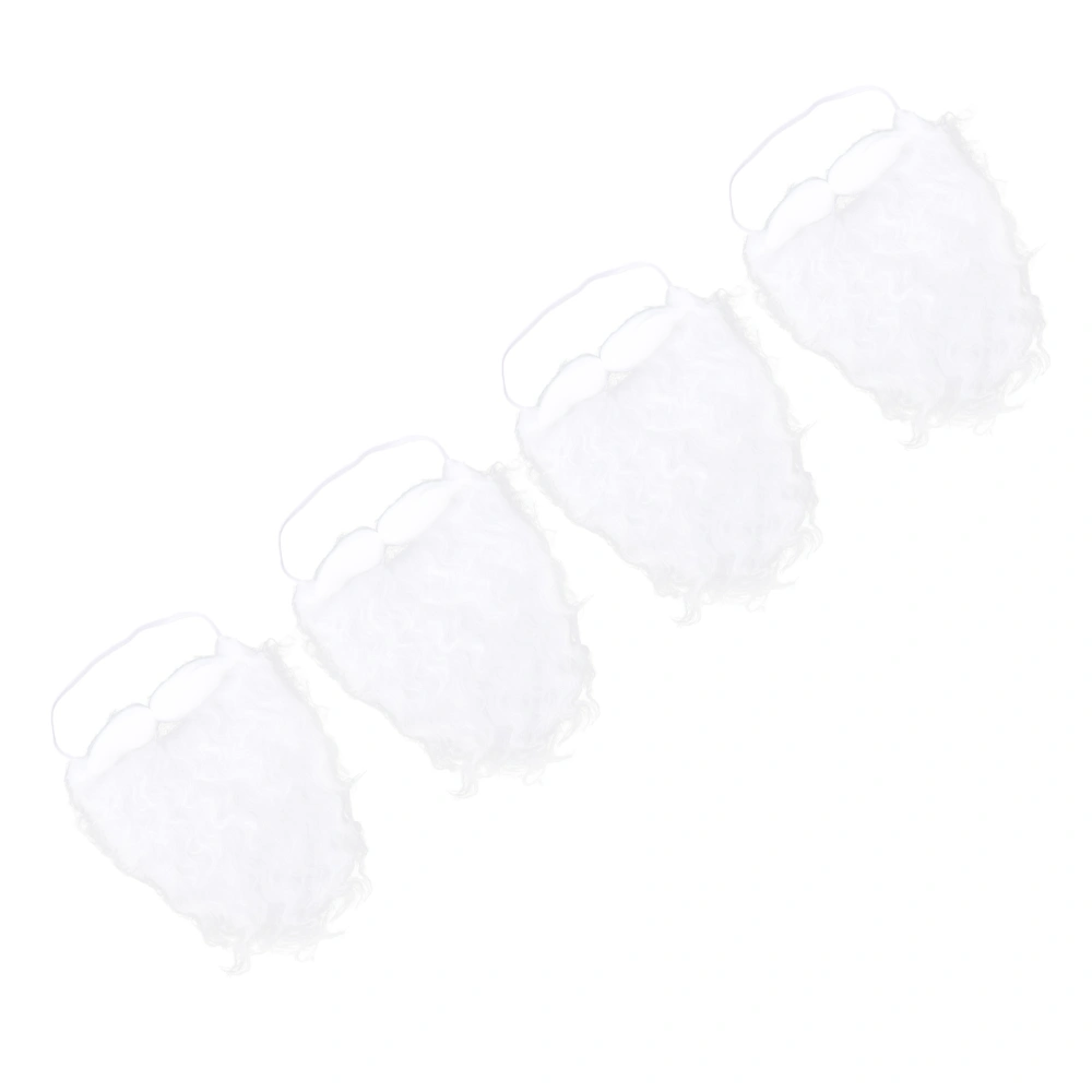 4pcs Simulation Christmas White Beard Party Cosplay Santa Claus Creative Beard