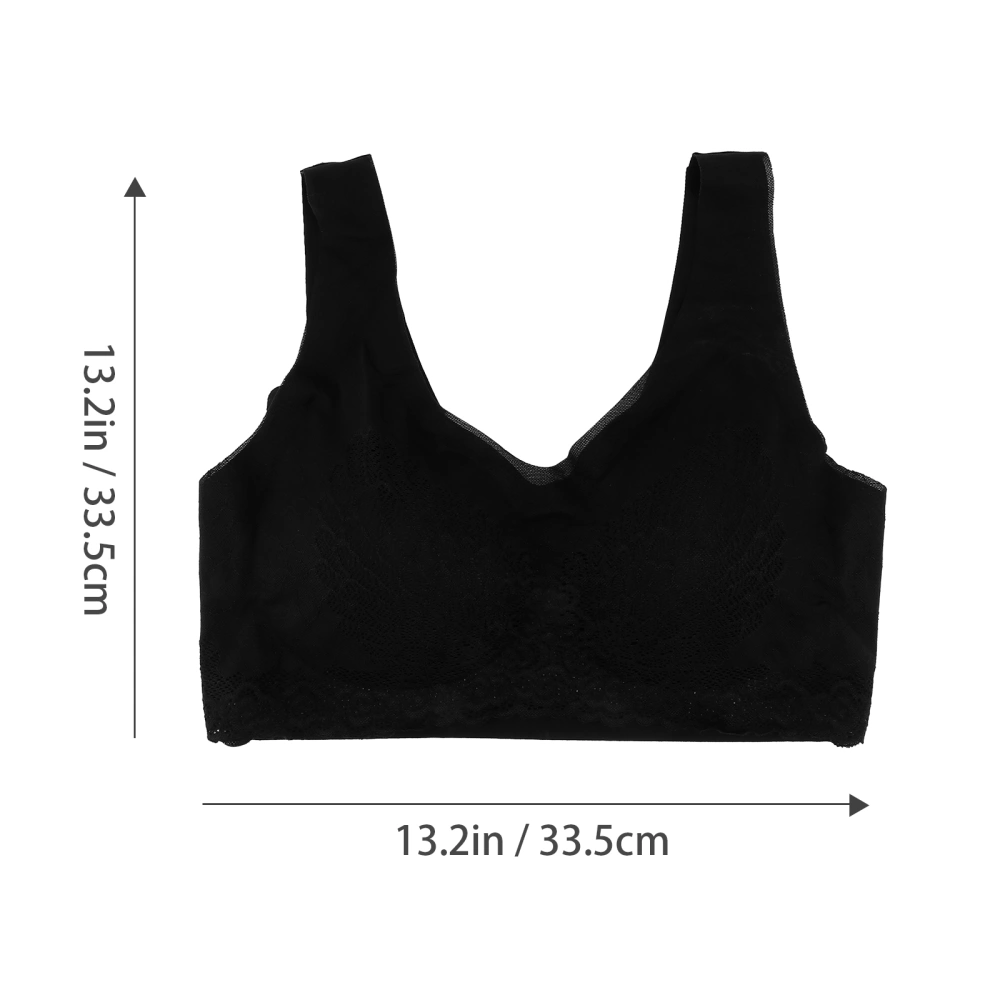 Traceless Bra Vest Bra Sexy Lace Underwear Beautiful Latex Underwear Fashion Brassiere for Woman Girl Lady (Black Size XXL)