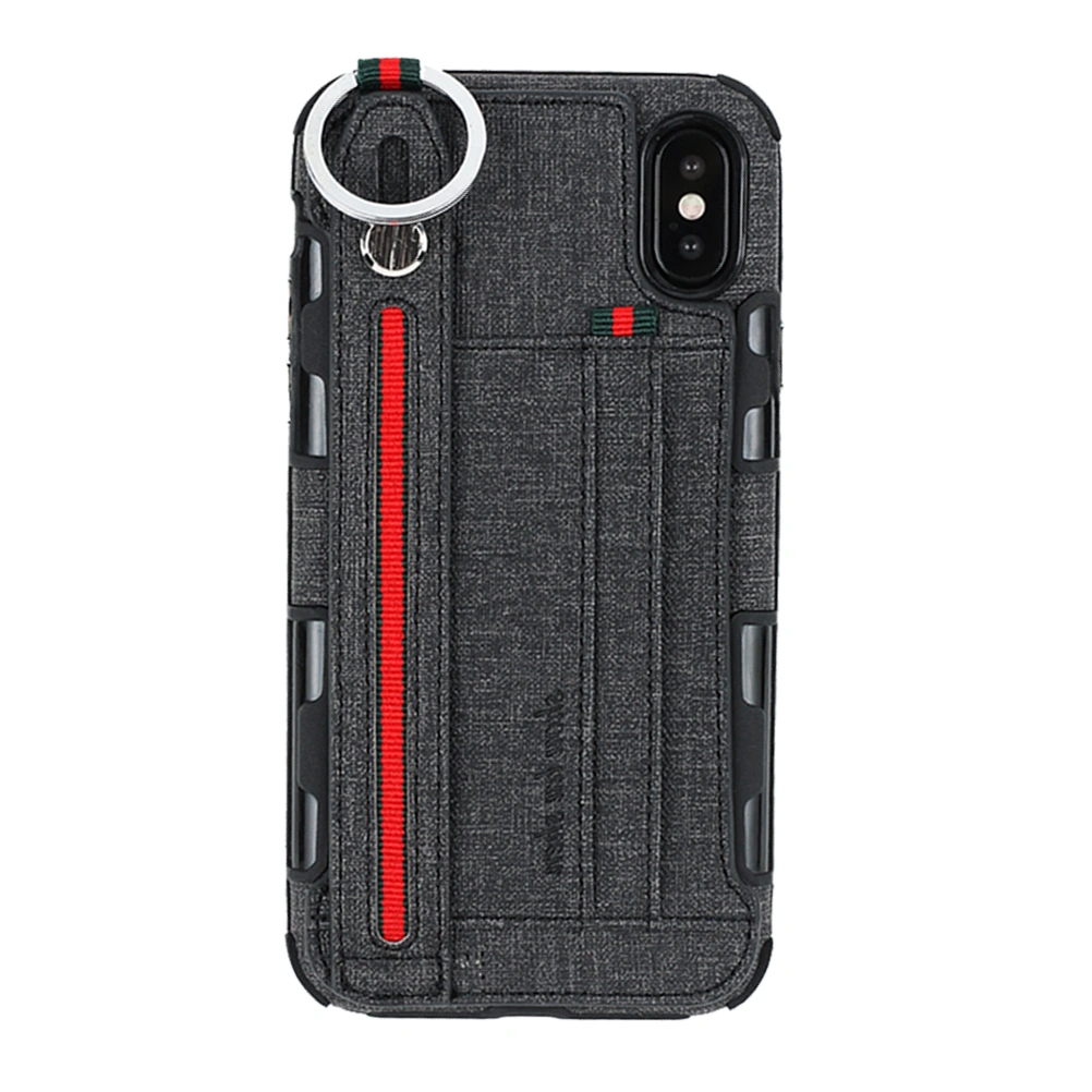 Phone Case Shockproof Anti-scratch Protective Phone Shell with Slot Lanyard for iPhone X (Black)