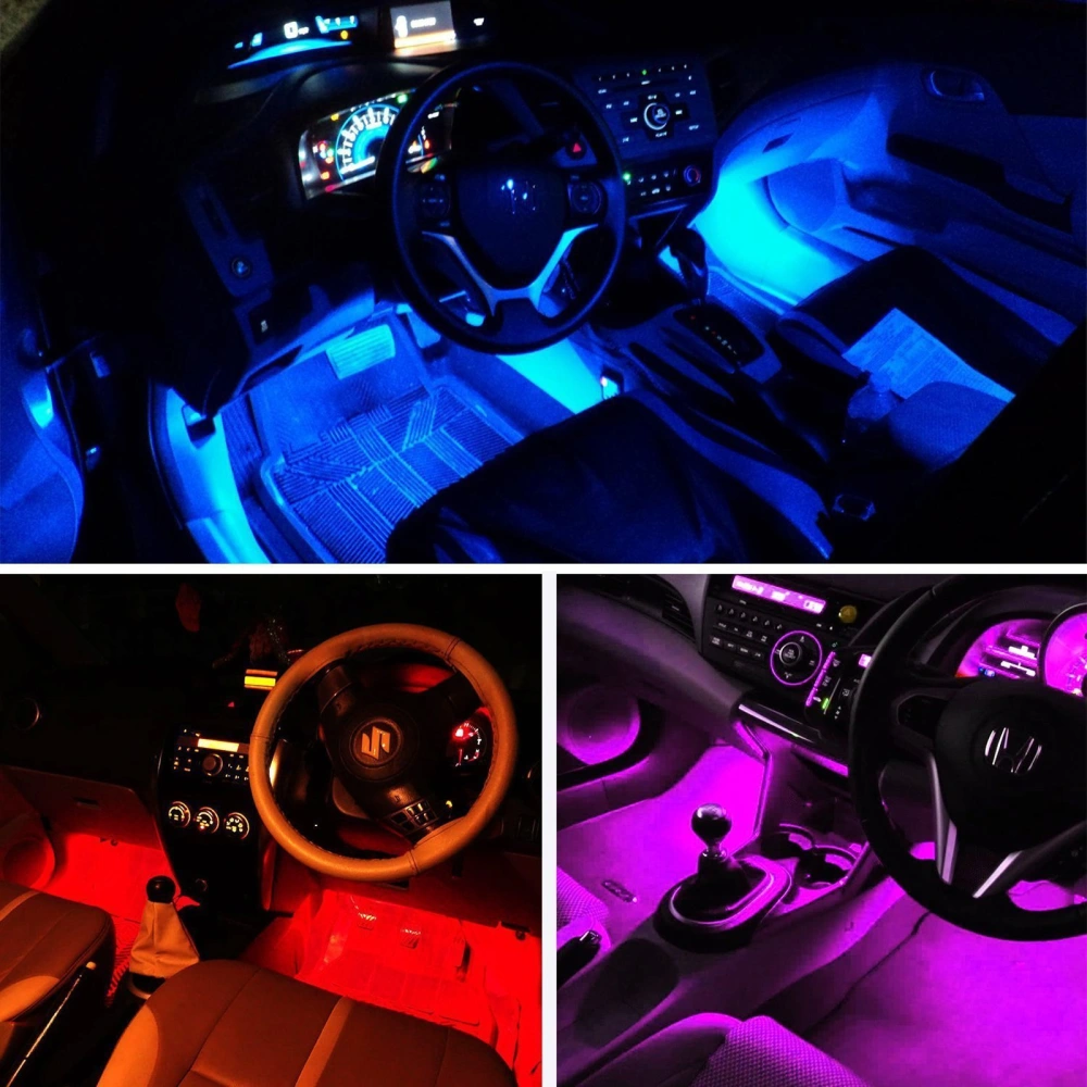 Car LED Strip Light 9 LED DC Multicolor Music Car Interior Light LED Under Dash Lighting Kit with Sound Active Function