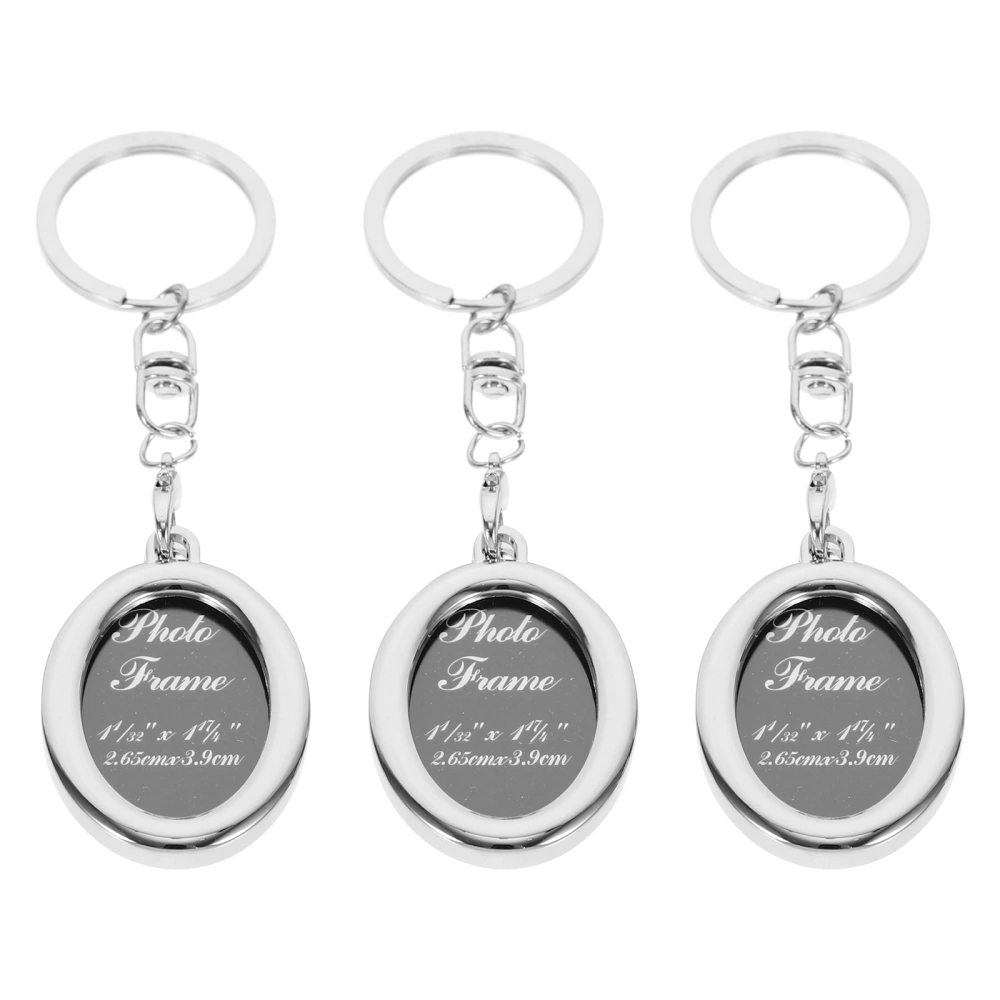 3Pcs Metal Photo Keychains Graduation Photo Frame Keychains Portable Picture Keychains