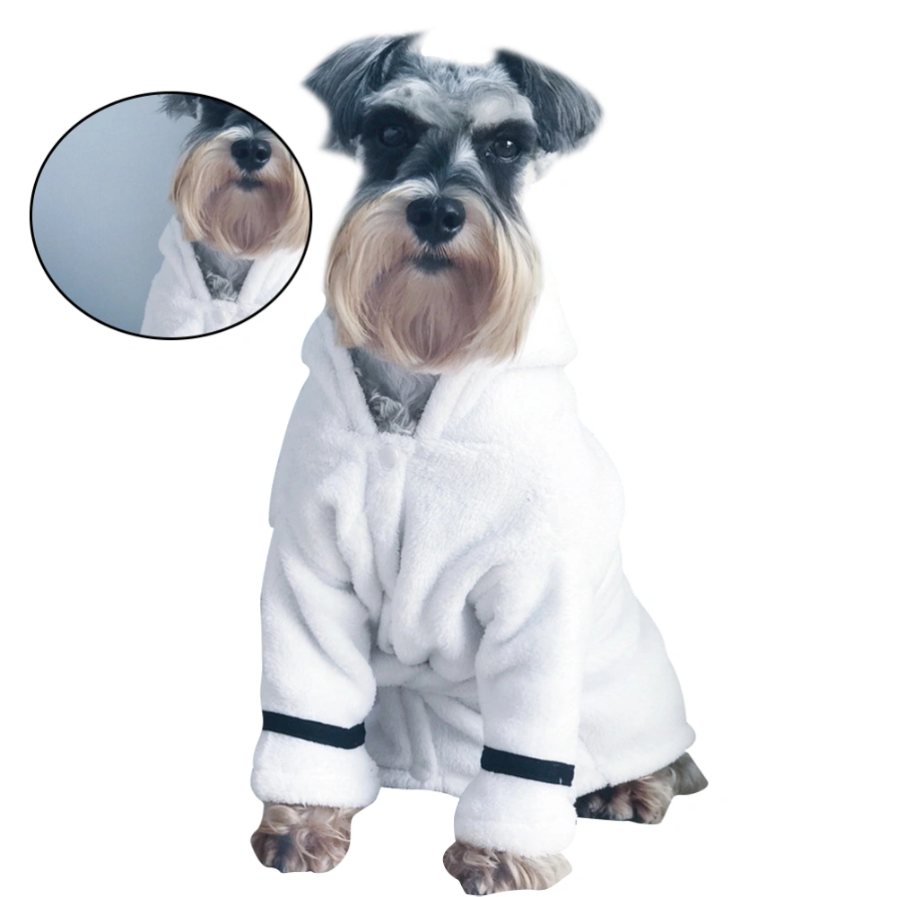 Creative Dog Bathrobe High Absorbent Quick-drying Robe Warm Animal Pajamas Hooded Bathrobe for Pet Dog Cat (White, Size M)