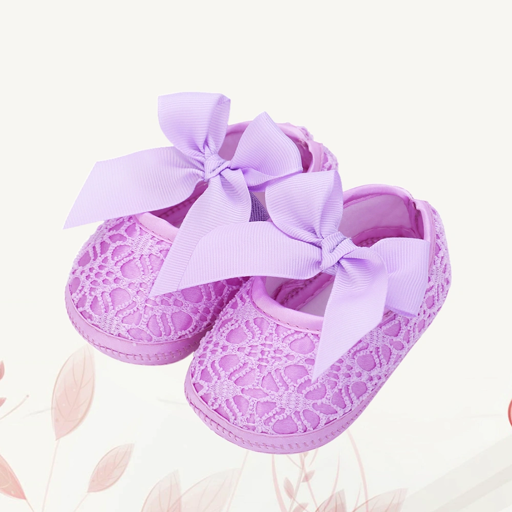 1 Pair of Baby Girl Shoes Lace Bow Shoes for Newborn Shoes for Baby Aged 0-1 Size 12 (Internal Length 11cm) Purple