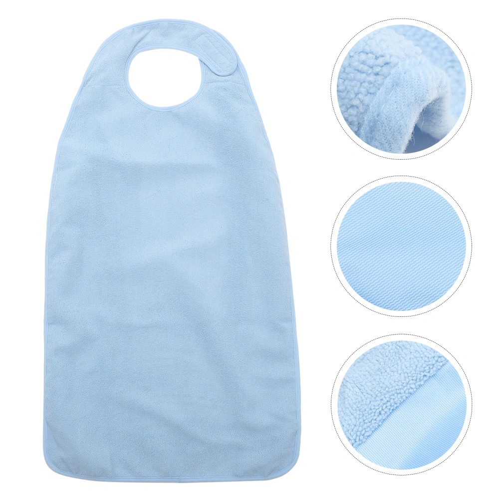 Adult Elderly People Meal Bibs Waterproof Washable Mealtime Protector Disability Aid Apron Terry Cloth with Tape (Sky Blue)