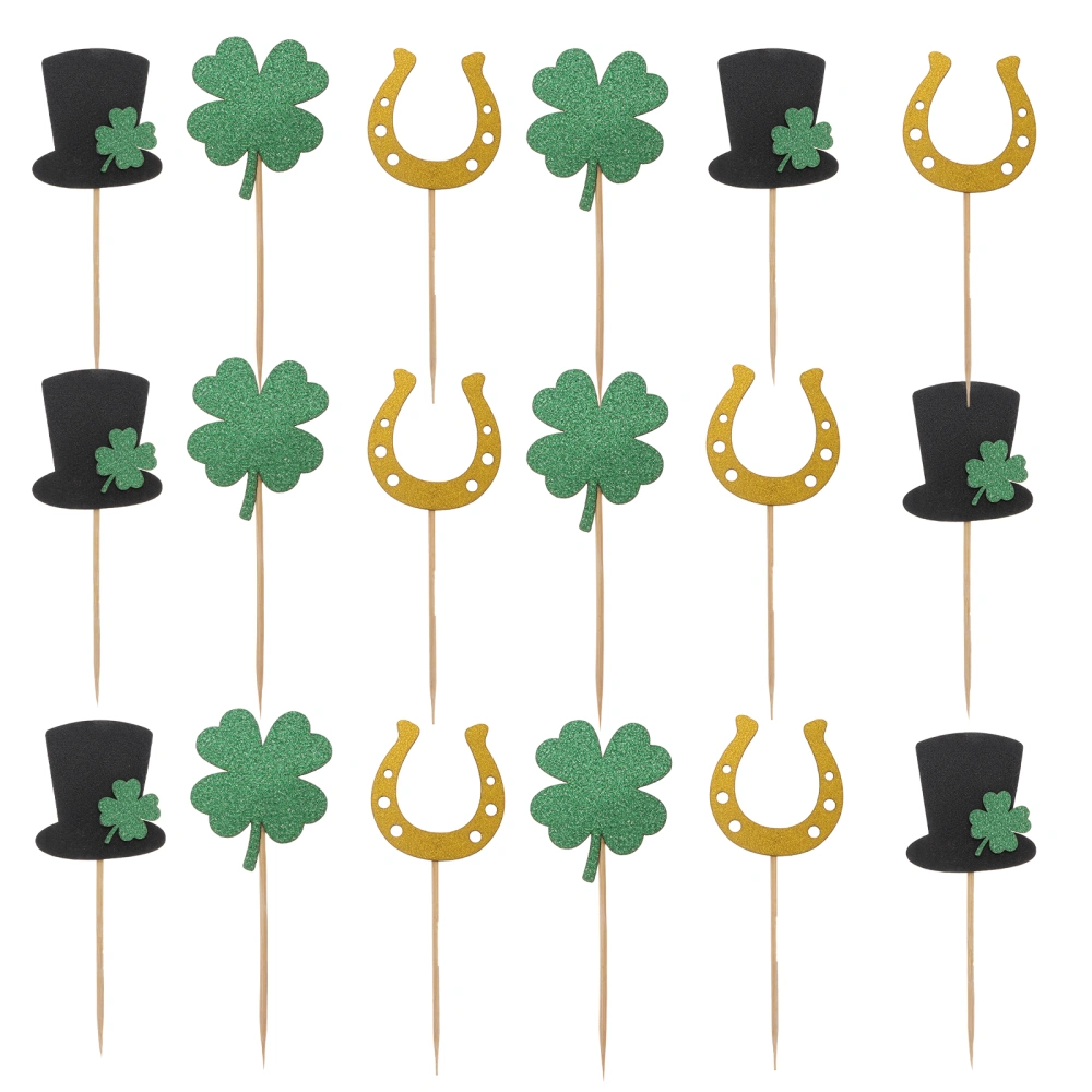 24pcs St. Patrick's Day Party Clover Hat Cake Toppers Paper Cake Picks