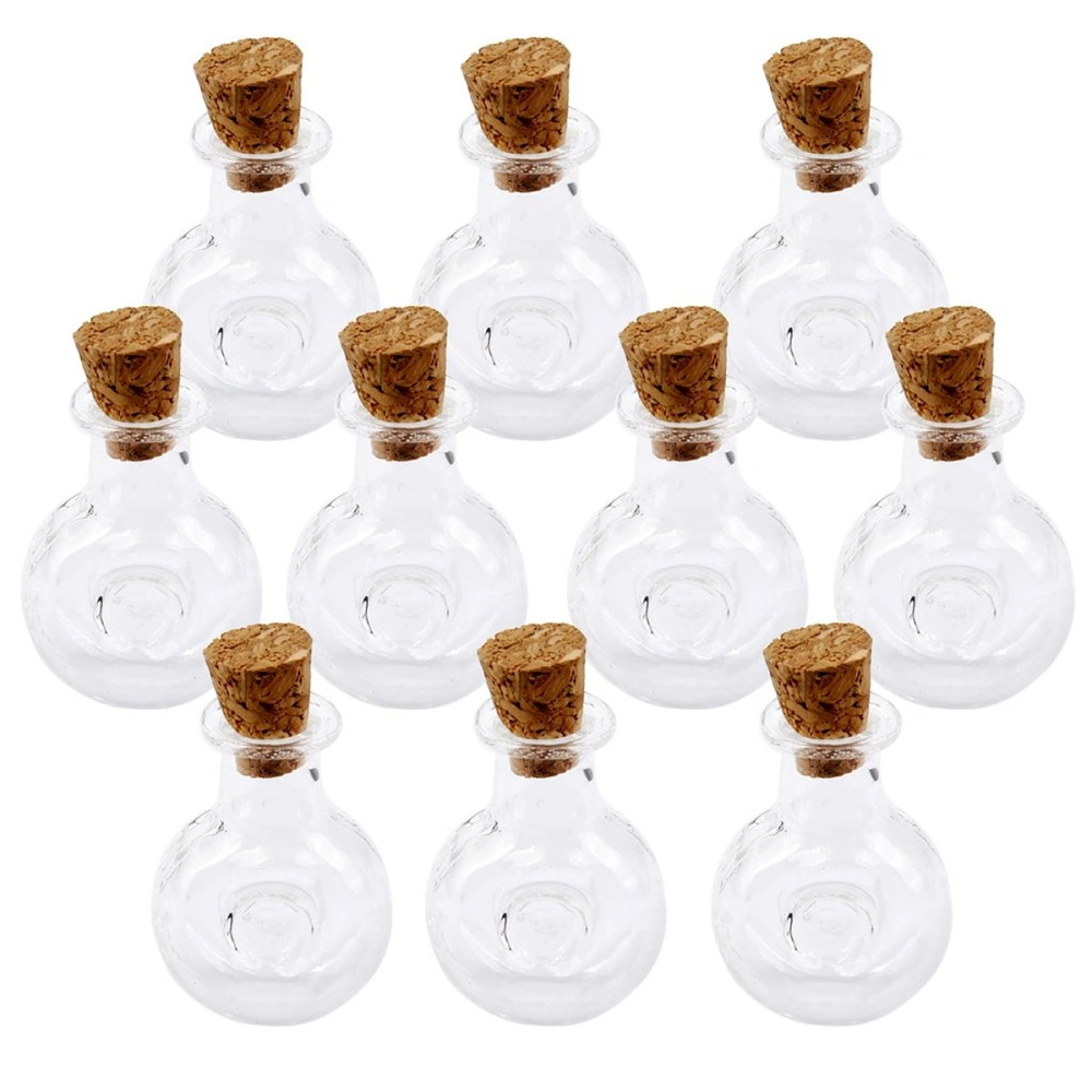 10pcs Winebottle Shape Mini Glass Bottles Jars with Cork Wish Note Craft Bottle (Clear)