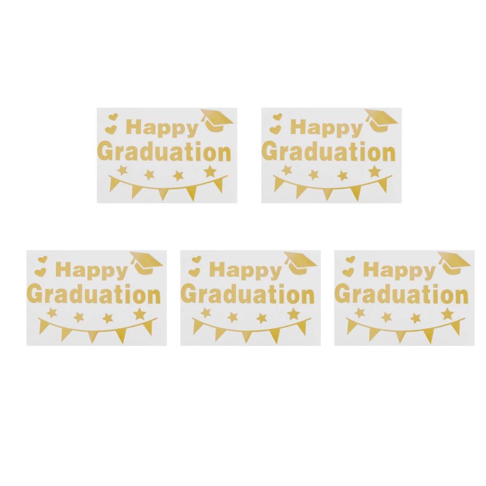 5pcs Golden Graduation Balloon Stickers Self-adhesive Balloon Decals Decor DIY Letter Printing Decals Graduation Party Decoration