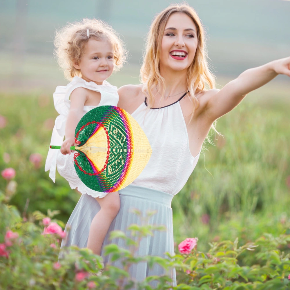 Peach Shape Handwoven Fan Natural Bamboo Woven Fan Summer Cooling Hand Fan