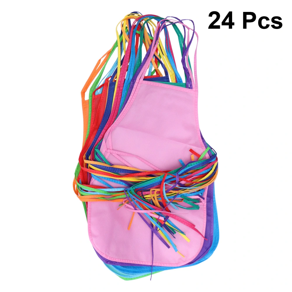 24pcs Children's Artists Aprons Non-woven Fabric Disposable Painting Aprons for Class Crafts Art Painting Activities