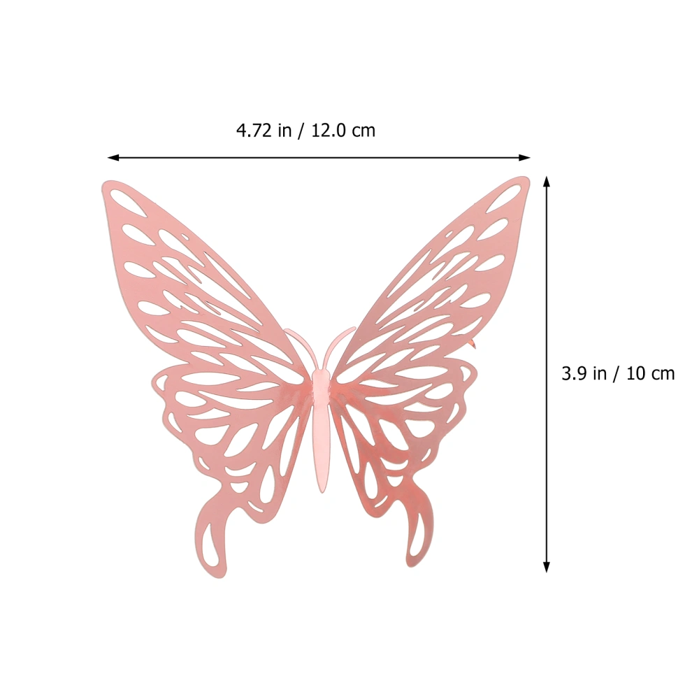 24pcs Removable Butterfly-shaped Decals 3D Wall Stickers Metallic Wall Sticker