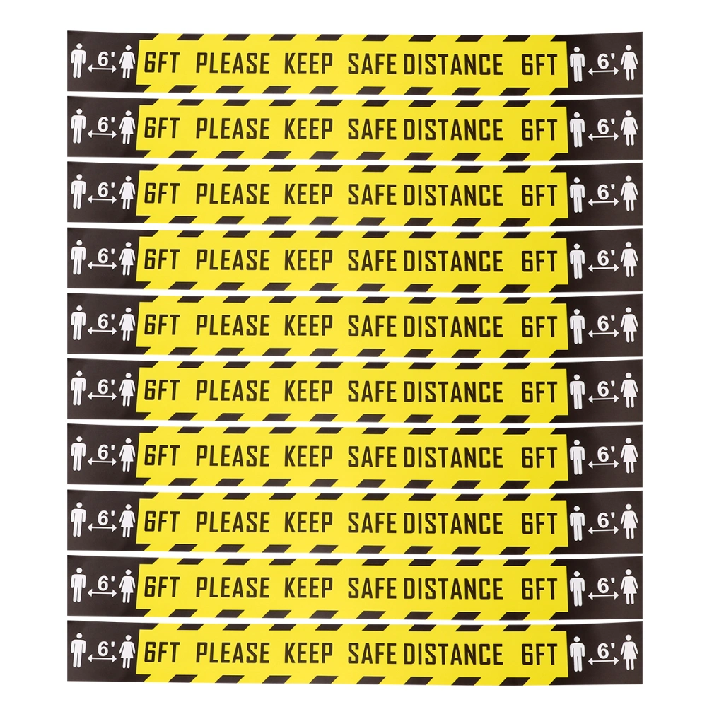 10pcs Keep Distance Sticker Floor Sticker Safety Floor Sign Ground Sticker