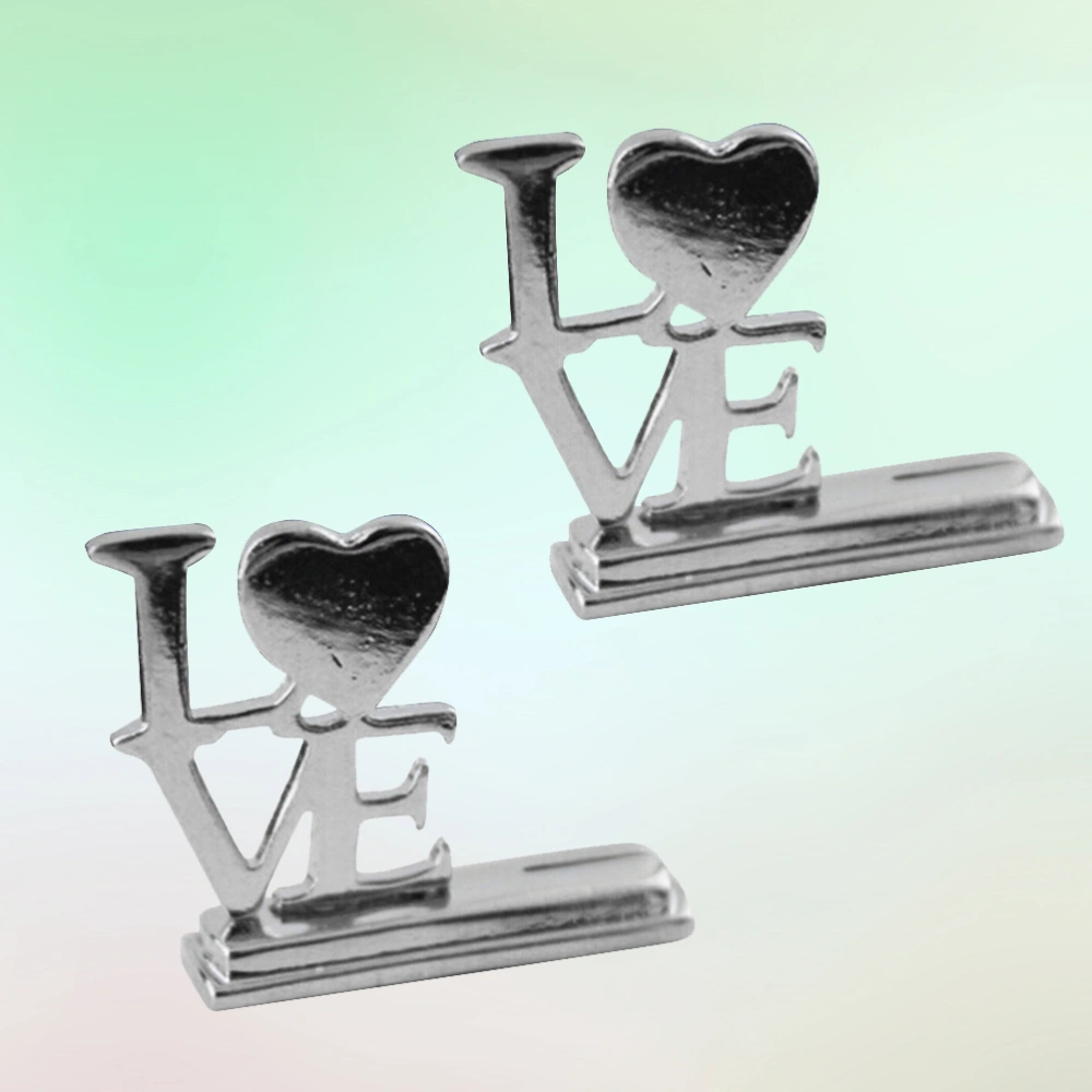 5pcs Place Holder Love Heart Shape Picture Stand Note Clip Wedding Party Favor (Silver)