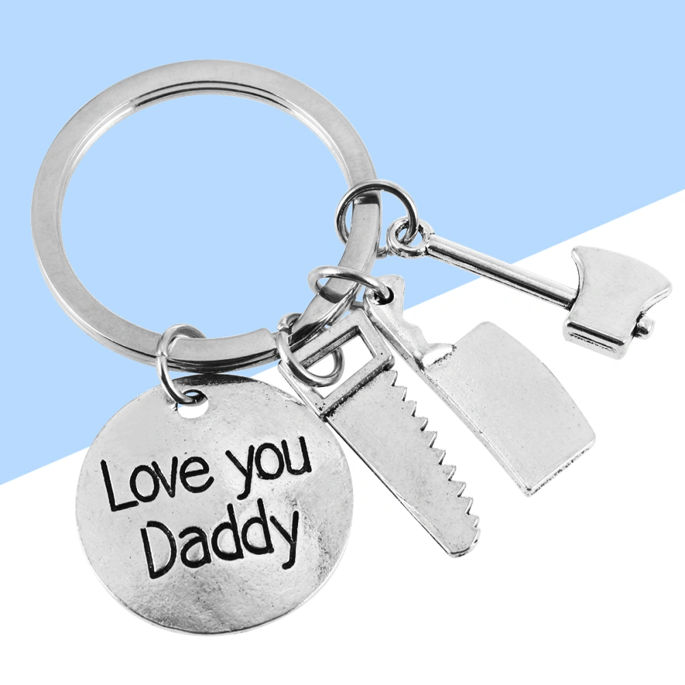 2 Pcs Father's Day Key Chain English Letter Decoration Hanging Key Chain Gift for Dad (Saw, Axe)