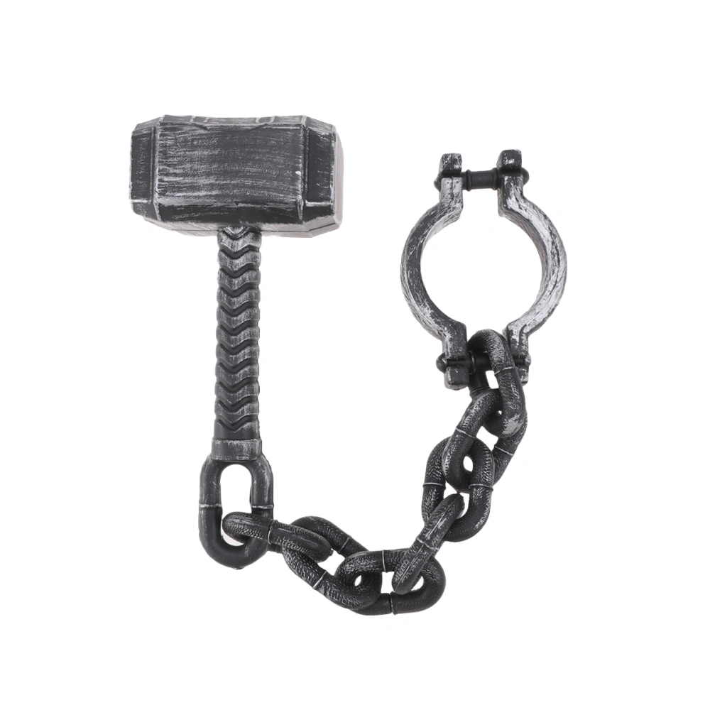 Halloween Simulation Handcuffs Trick Props Camouflaged Cosplay Props Roleplay Plastic Hammer Handcuffs Props Decorative Tool