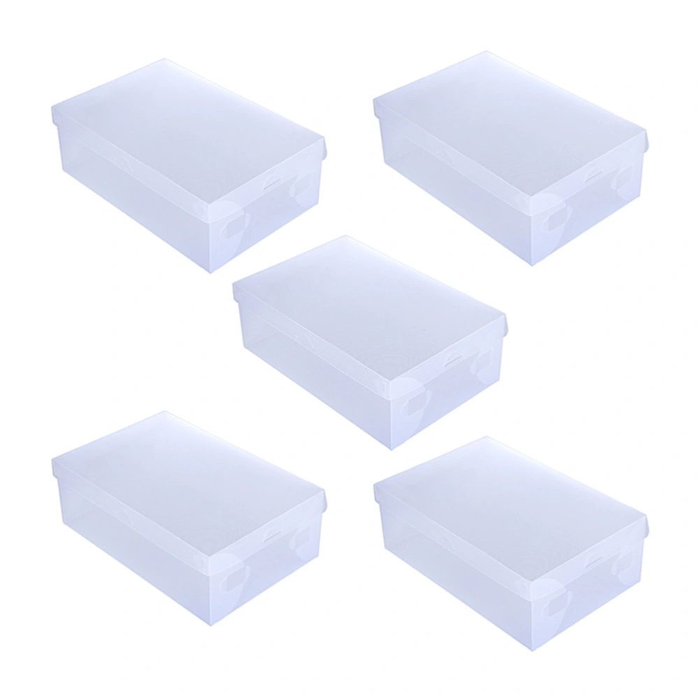 5pcs Clear Plastic Foldable Women Shoe Storage DIY Transparent Box for Home Office Closet Organization