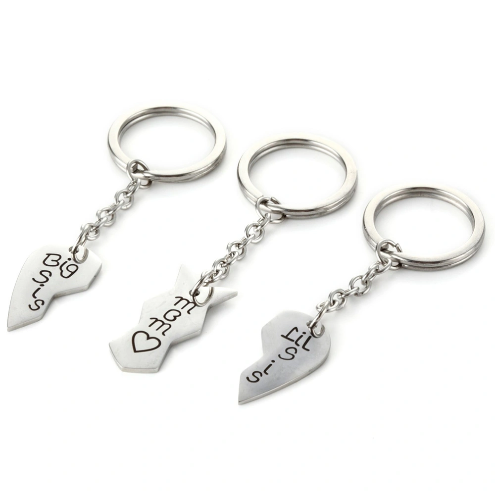 2 Sets Heart Key Chain Fashion Mother Gifts Key Ring Charming Key Holder Hanging Ornament Souvenir Gift (Silver)