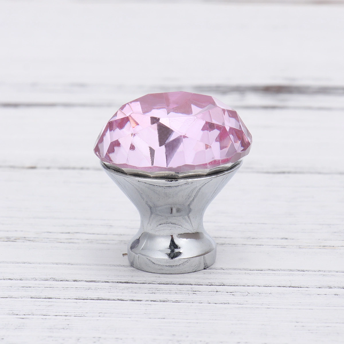 2pcs 30MM Crystal Glass Knob Handle Door Knob Crystal Diamond Door Handle Single Hole Cabinet Wardrobe Drawer Pull Handle (Pink)