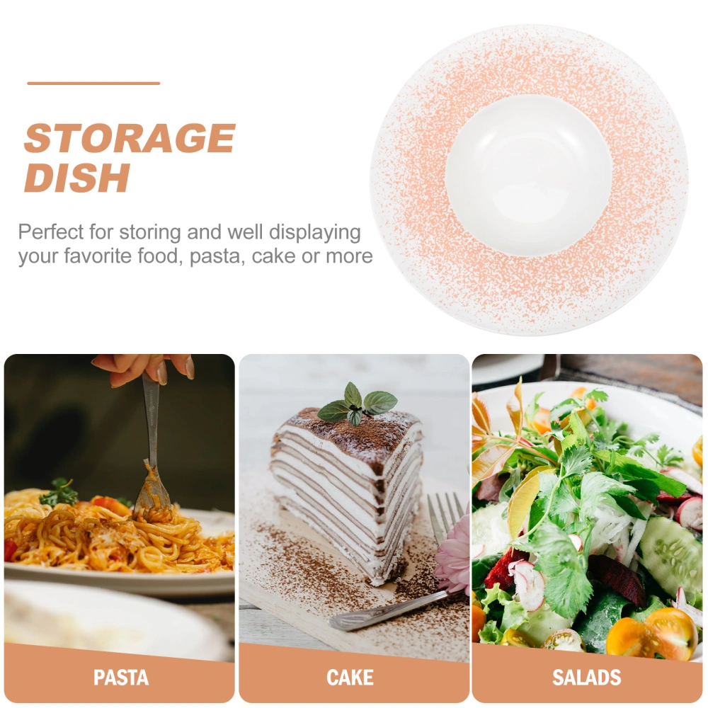 1 Pc Practical Ceramic Plate Household Cake Pasta Storage Plate Display Dish (Orange)