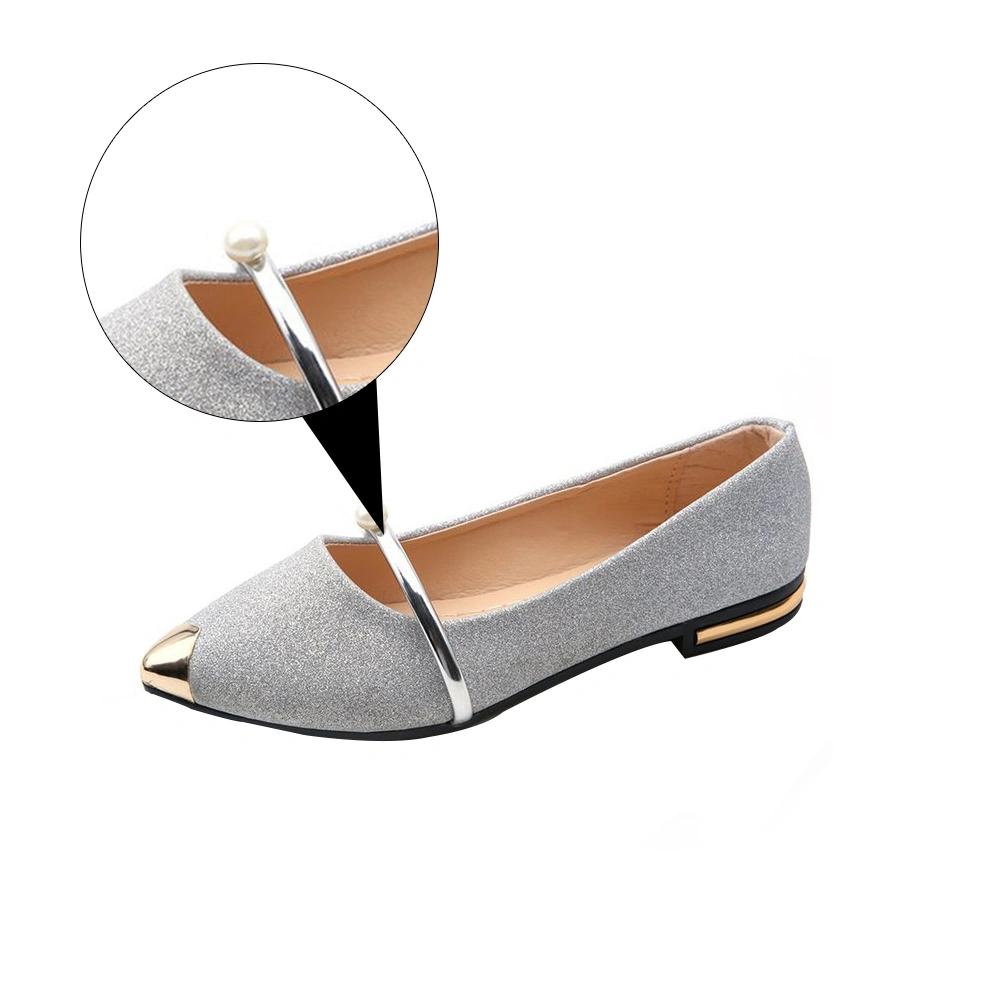 1Pair Summer Pointy Flat Nude Shoes Elegant Pearl Non-Slip Single Woman Shoes