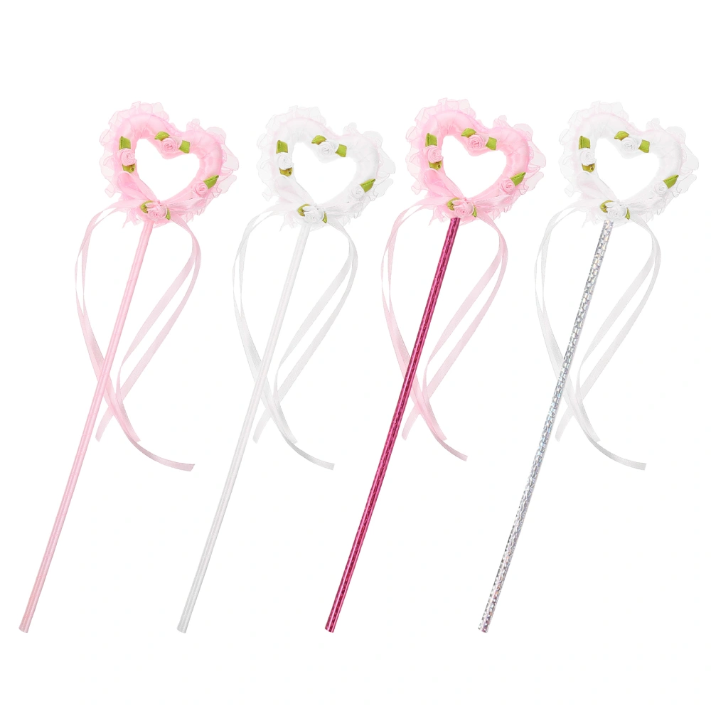 4Pcs Kids Fairy Wand Heart Fairy Wand Toy Cosplay Multi-use Wand Toy Party Supplies