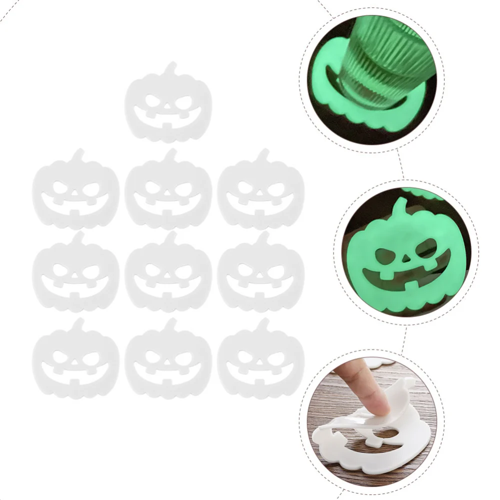 10pcs Halloween Noctilucence Pumpkin Coasters Heat Insulation Pads for Home (White)