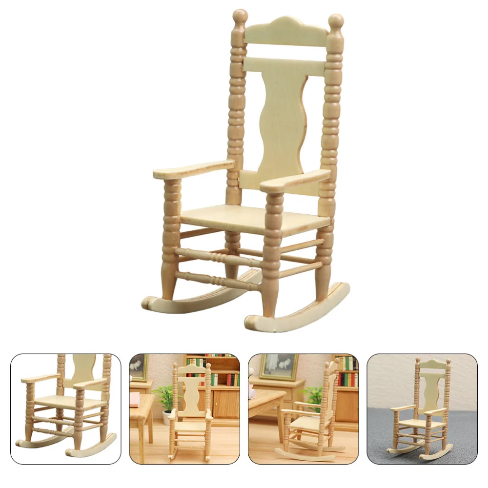 Mini House Chair Model Miniature Wooden Chair Doll Furniture Model Decor