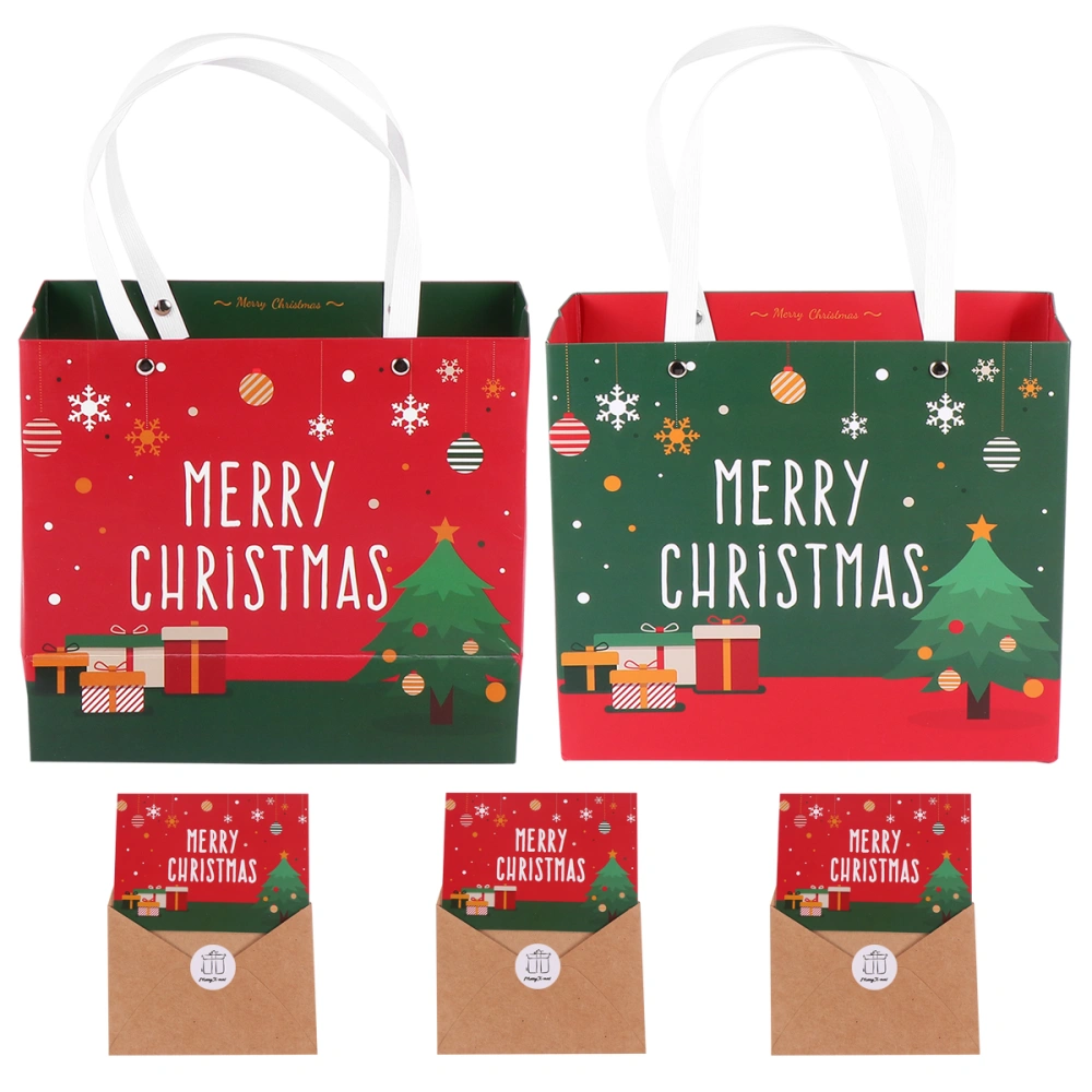 5pcs Christmas Gift Bag Paper Bag Christmas Paper Bag with Greeting