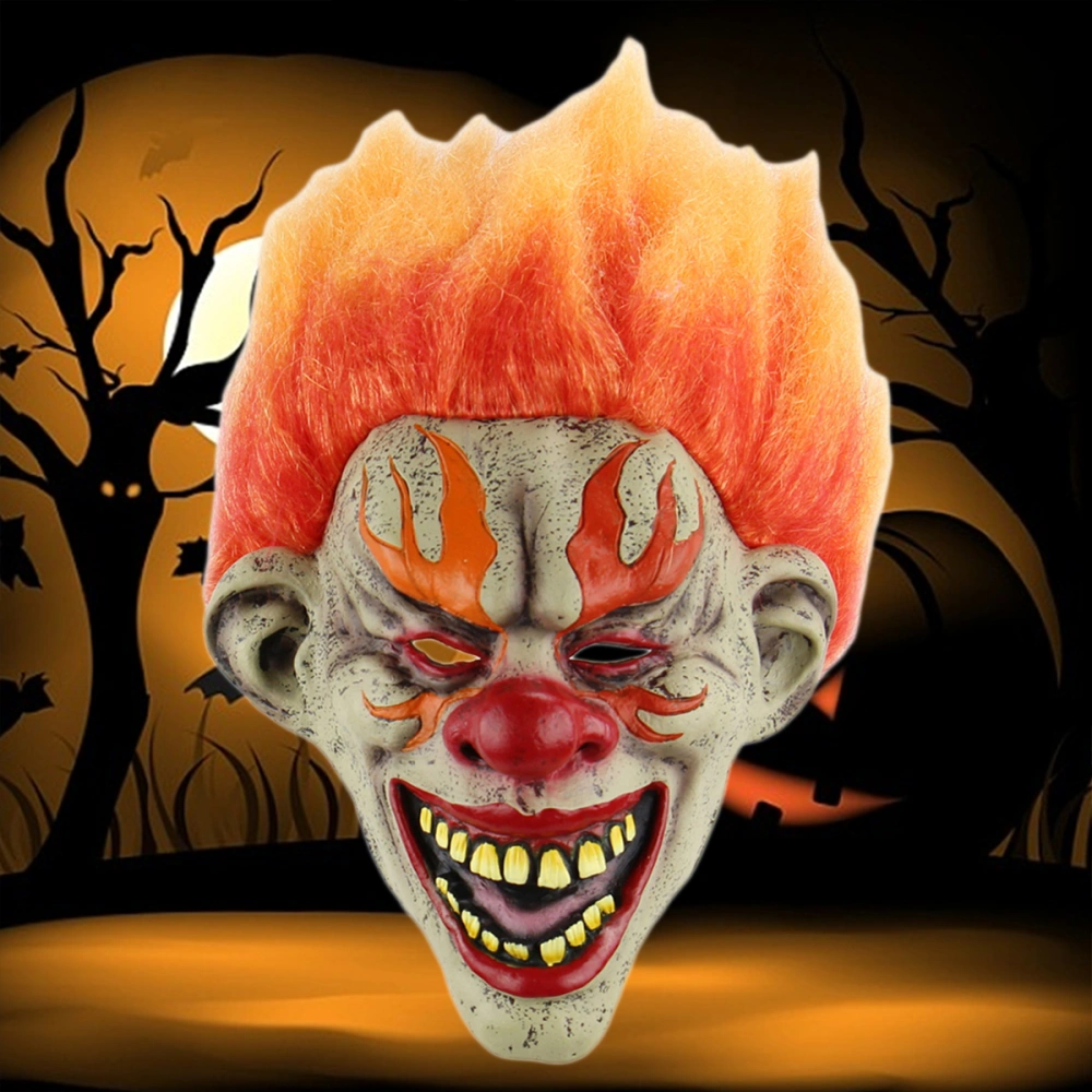 Halloween Cosplay Mask Horrific Mask Creepy Terrifying Toothy Flame Clown Mask