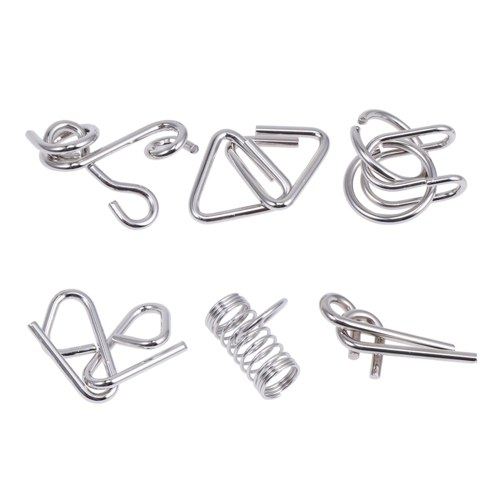 Kids Educational Unzipping Metal Wire Puzzles Trick Toy Metal Mind Game Playthings (6 Pieces)